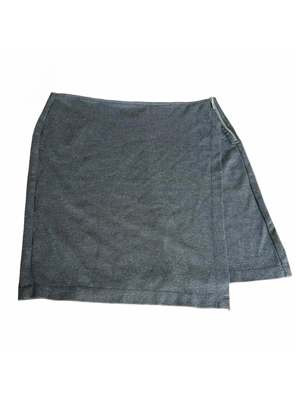 CAbi Wrap Mini Skirt 12 Charcoal Gray Faux Wrap work career party